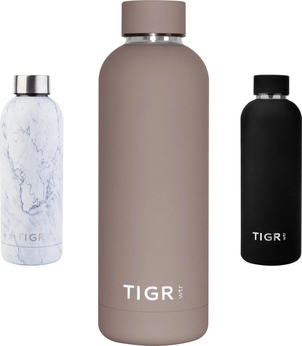 TIGR The Minimalist - Drinkfles - Thermosfles - RVS - 500ml - Taupe 3 TIGR The Minimalist - Drinkfles - Thermosfles - RVS - 500ml - Taupe
