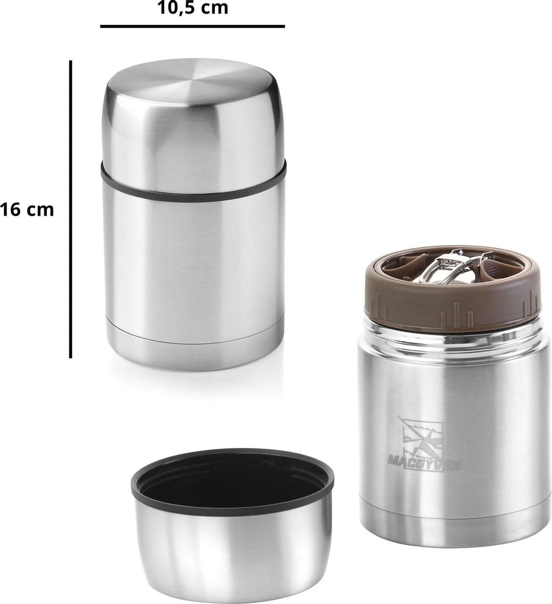 MacGyver Voedselcontainer 600ML - Thermoskan Rvs - Onbreekbaar - 16cm 4 MacGyver Voedselcontainer 600ML - Thermoskan Rvs - Onbreekbaar - 16cm - Afbeelding 2