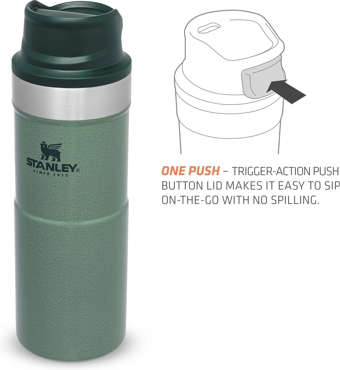 Stanley Trigger-Action Travel Mug 0.35L - Thermosfles - Hammertone Green 9 Stanley Trigger-Action Travel Mug 0.35L - Thermosfles - Hammertone Green - Afbeelding 7