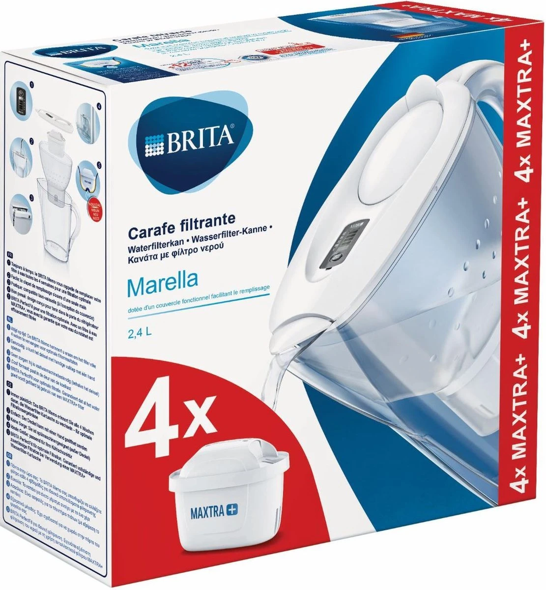 BRITA Waterfilterbundel Marella Cool White + 4 MAXTRA+ Filterpatronen 4 BRITA Waterfilterbundel Marella Cool White + 4 MAXTRA+ Filterpatronen - Afbeelding 2