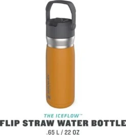 Stanley The IceFlow™ Flip Straw Water Bottle 0,65L - Thermosfles - Saffron -Brita Shop 1114x1200