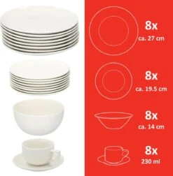 Alpina Tafelservies - Serviesset 40-delig - 8 Persoons - Vaatwasserbestendig - Geschikt Voor Magnetron - Wit -Brita Shop 1175x1200 1