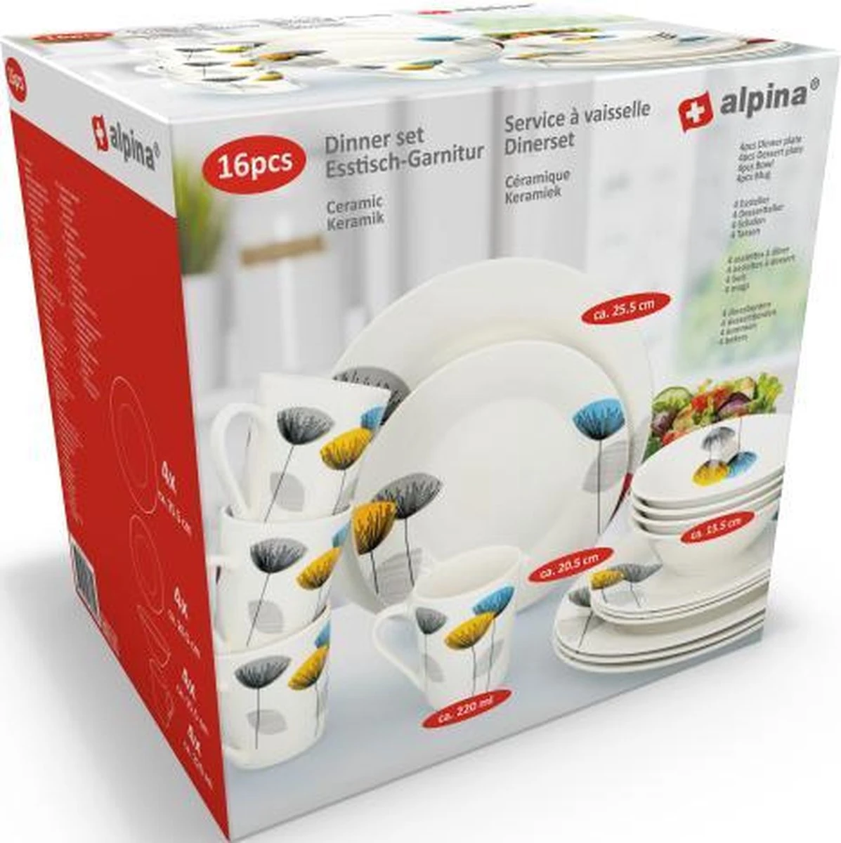 Alpina Serviesset - 16-delig - Keramiek - Voor 4 Personen 4 Alpina Serviesset - 16-delig - Keramiek - Voor 4 Personen - Afbeelding 2