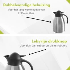 Hendi Thermoskan 1,5 Liter - Isoleerkan Met Drukknop - Zwart - Ø14,5x(H)23cm -Brita Shop 1199x1200