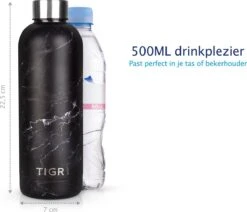 TIGR The Minimalist - Drinkfles - Thermosfles - RVS - 500ml - Zwart Marmer -Brita Shop 1200x1031