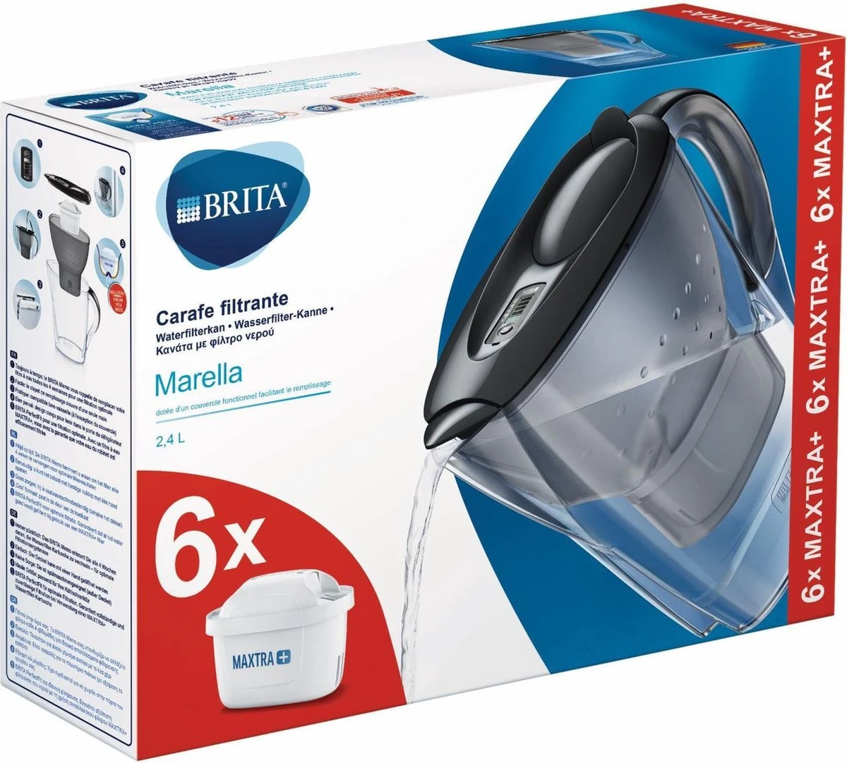BRITA - Waterfilterkan Marella Cool - Grafiet - 2,4L + 6 MAXTRA+ Waterfilterpatronen 9 BRITA - Waterfilterkan Marella Cool - Grafiet - 2,4L + 6 MAXTRA+ Waterfilterpatronen - Afbeelding 7