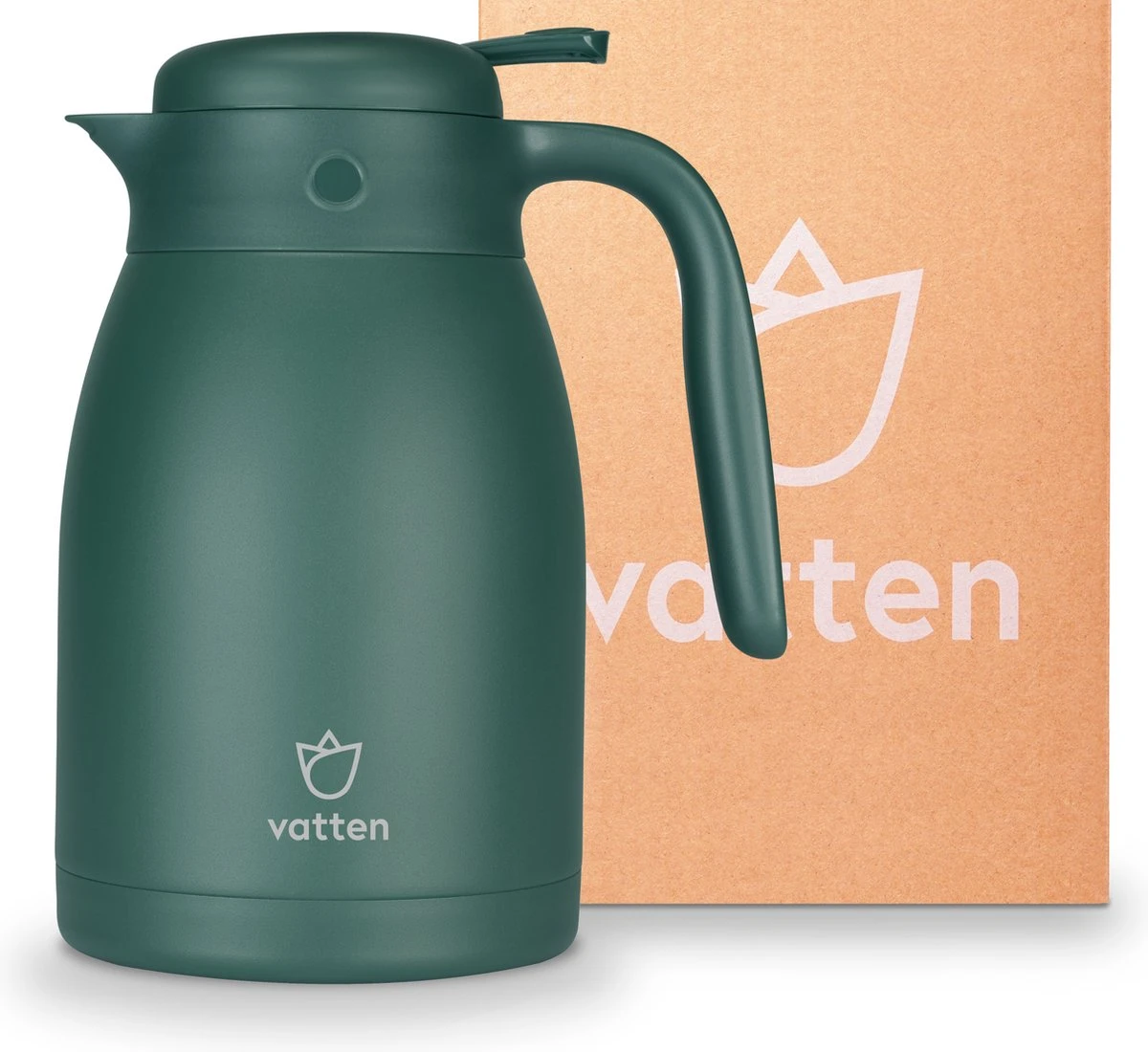 Vatten® Premium RVS Thermoskan - Donkergroen - 1.5 Liter - Met Drukknop - Isoleerkan 3 Vatten® Premium RVS Thermoskan - Donkergroen - 1.5 Liter - Met Drukknop - Isoleerkan