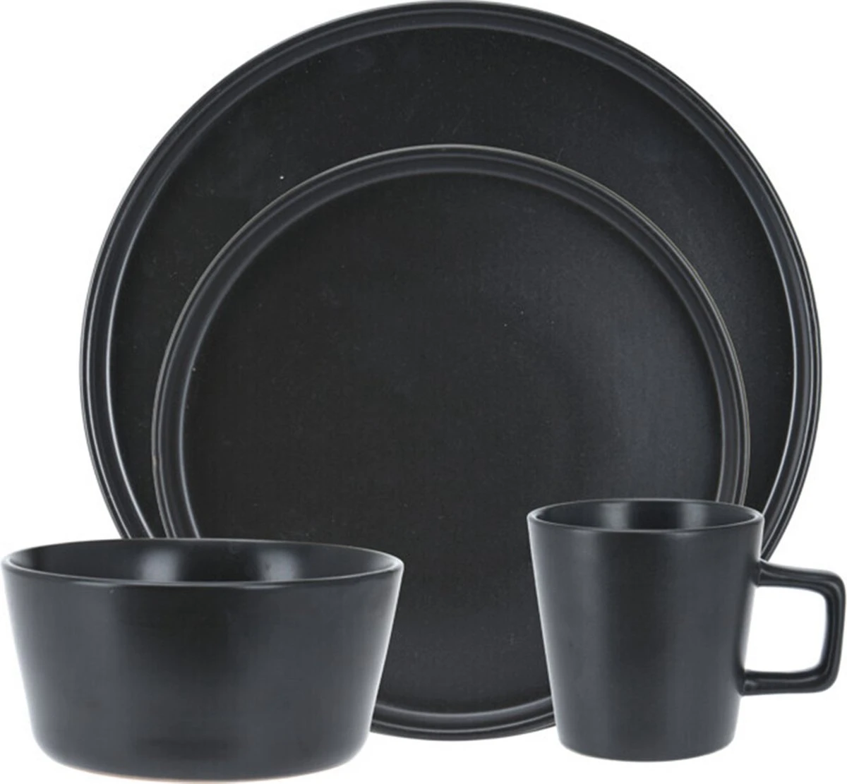 Homecookingchef Serviesset - Mat Zwart - 16-delig - Sterk Aardewerk 9 Homecookingchef Serviesset - Mat Zwart - 16-delig - Sterk Aardewerk - Afbeelding 7