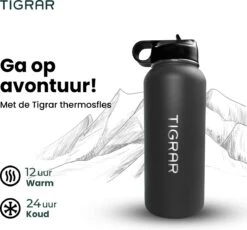 Tigrar - Drinkfles - Waterfles - Thermosfles 1 Liter - RVS - (Grafiet) Zwart - Incl. Extra Dop 3 Rietjes En Reiniger 17 Tigrar - Drinkfles - Waterfles - Thermosfles 1 Liter - RVS - (Grafiet) Zwart - Incl. Extra Dop 3 Rietjes En Reiniger -Brita Shop 1200x1116