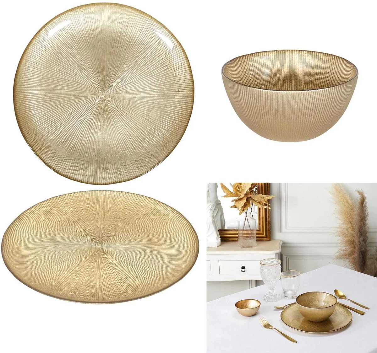 4goodz 6-persoons Versailles Servies Glas - 18 Delig Servies - Goud 3 4goodz 6-persoons Versailles Servies Glas - 18 Delig Servies - Goud