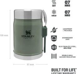 Stanley The Legendary Food Jar + Spork 0,4L - Thermosfles - Hammertone Green -Brita Shop 1200x1151 1