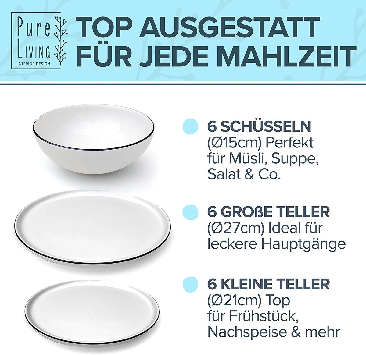 18-delig - Moderne Bordenset Voor 6 Personen 4 18-delig - Moderne Bordenset Voor 6 Personen - Afbeelding 2