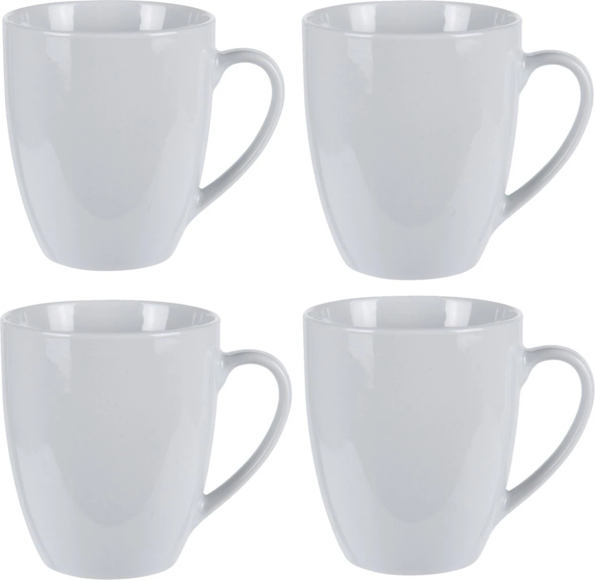 Excellent Houseware Set Van 4x Stuks Bekers/mokken Wit 380 Ml Van Porselein - Melkbekers 3 Excellent Houseware Set Van 4x Stuks Bekers/mokken Wit 380 Ml Van Porselein - Melkbekers