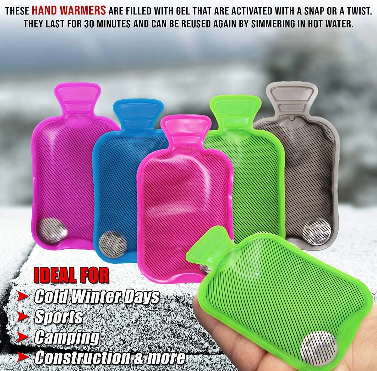 BRAMBLE 5 Mini Handwarmer Kruiken - Herbruikbare Warmwaterkruiken - Knijp Of Draai Voor Directe Warmte - Perfecte Maat Voor Handschoenen En Zakken - Reizen, Sport, Camping, Wandelen 6 BRAMBLE 5 Mini Handwarmer Kruiken - Herbruikbare Warmwaterkruiken - Knijp Of Draai Voor Directe Warmte - Perfecte Maat Voor Handschoenen En Zakken - Reizen, Sport, Camping, Wandelen - Afbeelding 4