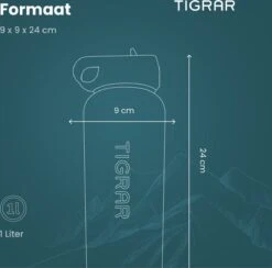 Tigrar - Waterfles - Drinkfles - Thermosfles 1 Liter Dubbelwandig - RVS - (Staal) Blauw - Incl. Extra Dop 3 Rietjes En Reiniger -Brita Shop 1200x1186