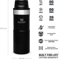 Stanley Trigger-Action Travel Mug 0.35L - Thermosfles - Matt Black -Brita Shop 1200x1194