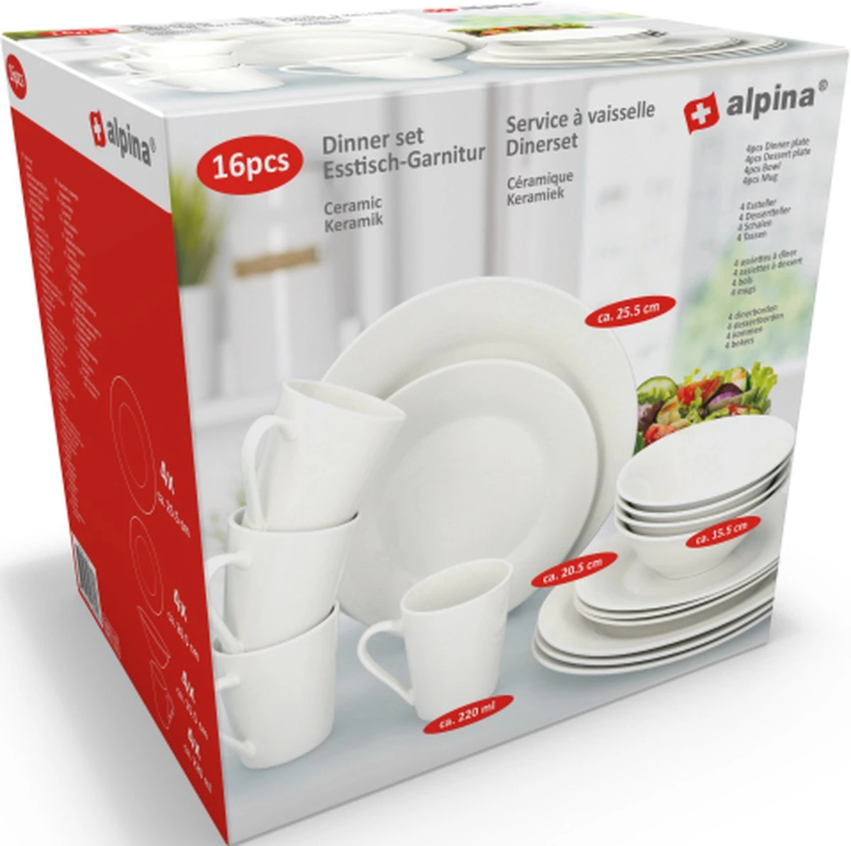 Alpina 16-delige Serviesset - Wit - 4 Personen 7 Alpina 16-delige Serviesset - Wit - 4 Personen - Afbeelding 5