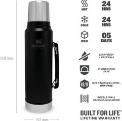 Stanley The Legendary Classic Bottle 1,00L - Thermosfles - Matte Black -Brita Shop 1200x1196