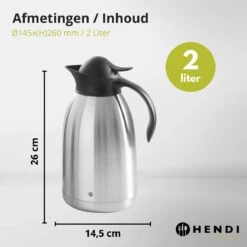Hendi Thermoskan 2 Liter - Isoleerkan Met Drukknop - Zwart - Ø14,5x(H)26cm -Brita Shop 1200x1200 118