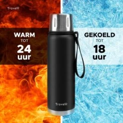 TravelR Thermosfles - Thermoskan - Drinkfles - Isoleerfles - BPA Vrij - Roestvrij Staal - 750 ML - Mat Zwart -Brita Shop 1200x1200 38
