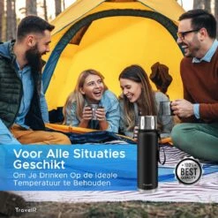 TravelR Thermosfles - Thermoskan - Drinkfles - Isoleerfles - BPA Vrij - Roestvrij Staal - 750 ML - Mat Zwart -Brita Shop 1200x1200 39