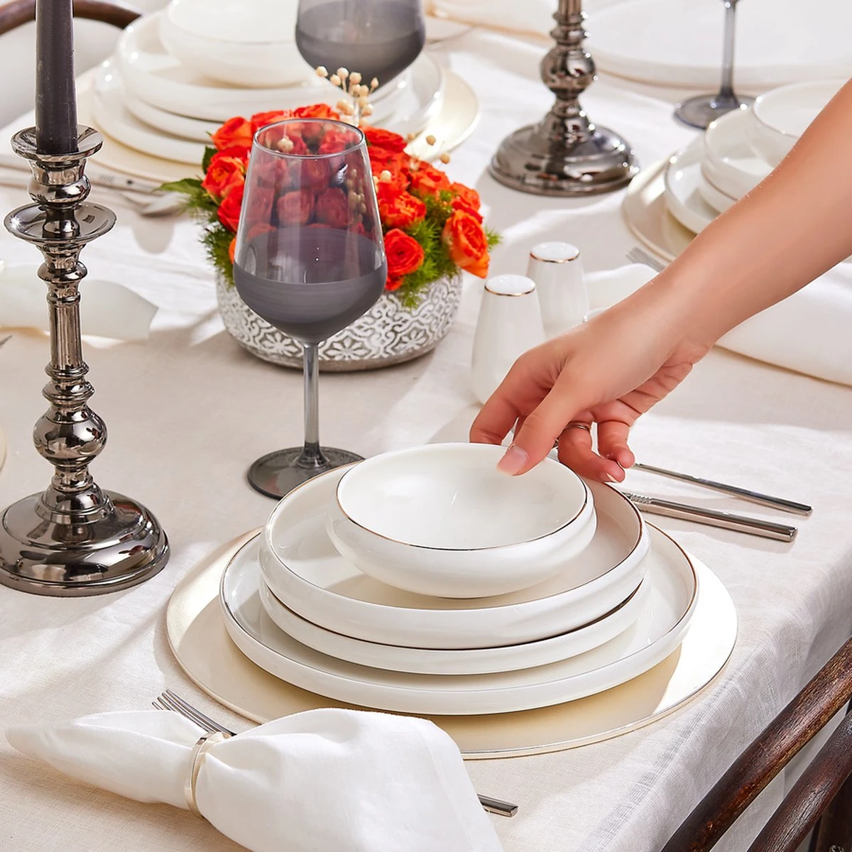 Karaca -Streamline- Sunset Gold -59-delig Porseleinen Servies Voor 12 Personen 5 Karaca -Streamline- Sunset Gold -59-delig Porseleinen Servies Voor 12 Personen - Afbeelding 3