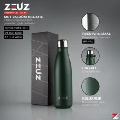 ZEUZ® Premium RVS Thermosfles & Drinkfles - Isoleerfles – Waterfles Met Rietje - BPA Vrij – 500 Ml - Mat Groen -Brita Shop 1200x1200 87