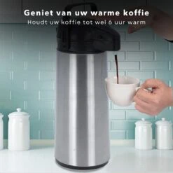 Cheqo® Thermos Pomp - 1.8L Roestvrij Staal - Isoleerkan Met Pomp - Thermoskan Met Pomp - Zwarte Dop & Handvat - Houdt 6 Uur Warm - 1800ml - Afmeting 17x14x36cm -Brita Shop 1200x1200 9
