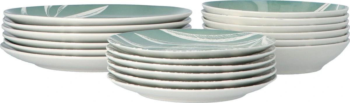4goodz Plant Groen 18-delig Servies Porselein 6 Persoons 8 4goodz Plant Groen 18-delig Servies Porselein 6 Persoons - Afbeelding 6