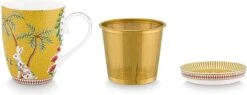 Pip Studio La Majorelle Yellow - Theeset - Porselein - Mok + Theezeef + Theetip - Porselein - 350ml - Geel Servies - Pasen - Konijn -Brita Shop 1200x463