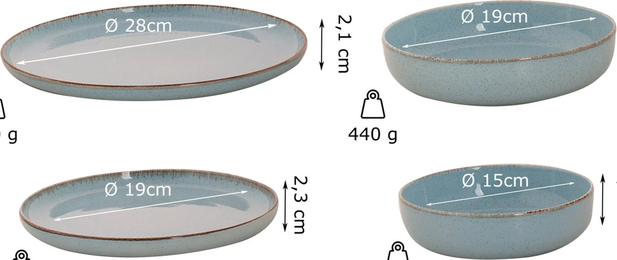 Palmer Serviesset Antigo Porselein 6-persoons 24-delig Lichtblauw 4 Palmer Serviesset Antigo Porselein 6-persoons 24-delig Lichtblauw - Afbeelding 2