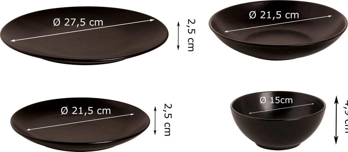 Mammoet Serviesset Moon Stoneware 6-persoons 24-delig Zwart 5 Mammoet Serviesset Moon Stoneware 6-persoons 24-delig Zwart - Afbeelding 3