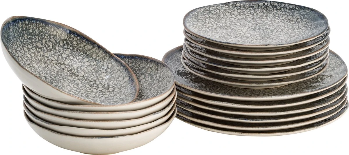 Lite-Body - Serviesset Chloé Wave - 6 Personen - 18 Delig - Grijs Relief 4 Lite-Body - Serviesset Chloé Wave - 6 Personen - 18 Delig - Grijs Relief - Afbeelding 2