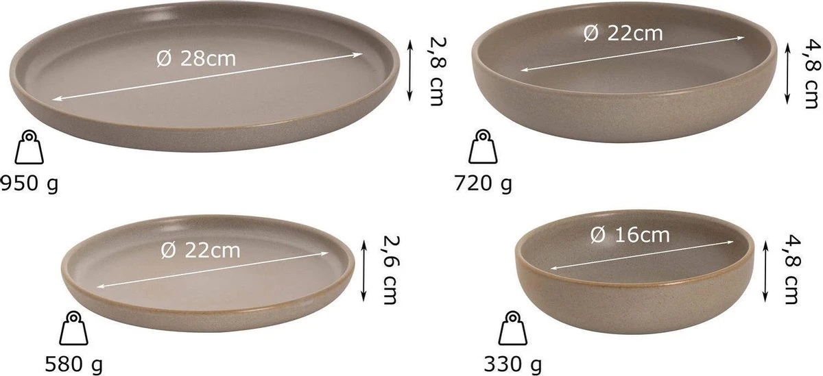 Palmer Serviesset Sandy Loam Stoneware 6-persoons 24-delig Grijs 5 Palmer Serviesset Sandy Loam Stoneware 6-persoons 24-delig Grijs - Afbeelding 3