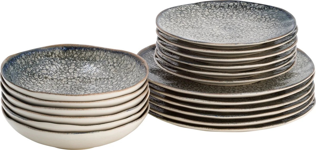 Lite-Body - Serviesset Chloé Wave - 6 Personen - 18 Delig - Grijs Relief 3 Lite-Body - Serviesset Chloé Wave - 6 Personen - 18 Delig - Grijs Relief