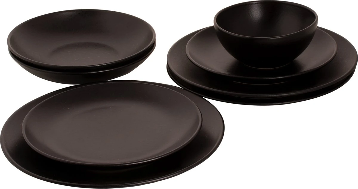 Mammoet Serviesset Moon Stoneware 6-persoons 24-delig Zwart 3 Mammoet Serviesset Moon Stoneware 6-persoons 24-delig Zwart