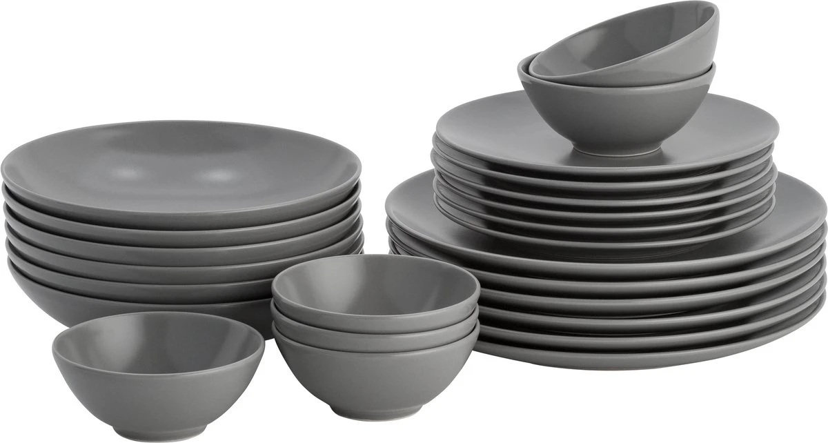 Lite-Body Serviesset Hermes - Grijs - 6 Personen - 24 Delig 3 Lite-Body Serviesset Hermes - Grijs - 6 Personen - 24 Delig