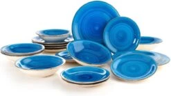 Quid | 18-delige Bordenset | Aardenwerk Bordenset | Vita Azul | Blauw