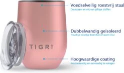 TIGR Cup - Drinkbeker - Thermosbeker - Koffie En Thee - 350ml - Rosé Goud -Brita Shop 1200x711