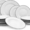 Serviesset Bordenset 6 Persoons 18 Delig - Wit Met Zwart Randje 2 Serviesset Bordenset 6 Persoons 18 Delig - Wit Met Zwart Randje -Brita Shop 1200x722