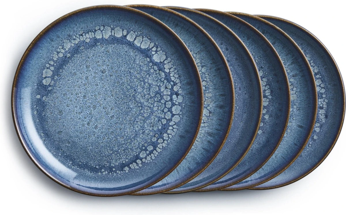 Borden 6 Personen Blue Sea 24cm - Bordenset - Blauw Servies - Luxe Dinerborden - Handgemaakt - Keramiek - Stoneware - Smith Premium® 3 Borden 6 Personen Blue Sea 24cm - Bordenset - Blauw Servies - Luxe Dinerborden - Handgemaakt - Keramiek - Stoneware - Smith Premium®