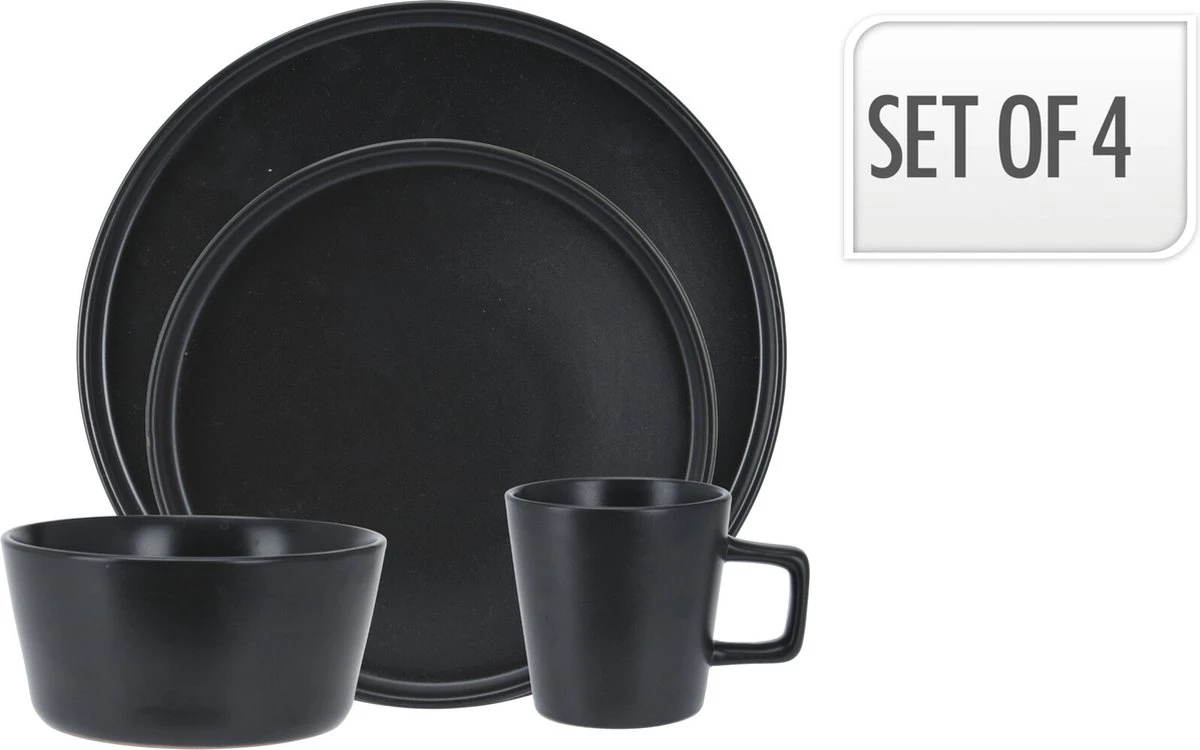 Homecookingchef Serviesset - Mat Zwart - 16-delig - Sterk Aardewerk 3 Homecookingchef Serviesset - Mat Zwart - 16-delig - Sterk Aardewerk