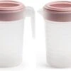 2x Stuks Waterkan/sapkan Transparant/roze Met Deksel 1 Liter Kunststof- Smalle Schenkkan Die In De Koelkastdeur Past 1 2x Stuks Waterkan/sapkan Transparant/roze Met Deksel 1 Liter Kunststof- Smalle Schenkkan Die In De Koelkastdeur Past -Brita Shop 1200x754
