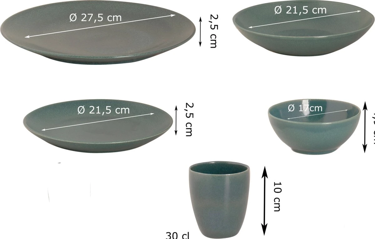 Mammoet Serviesset Spirit Stoneware 6-persoons 30-delig Groen 5 Mammoet Serviesset Spirit Stoneware 6-persoons 30-delig Groen - Afbeelding 3