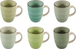 Merkloos Koffiemok - Green - Assorti 6 Stuks