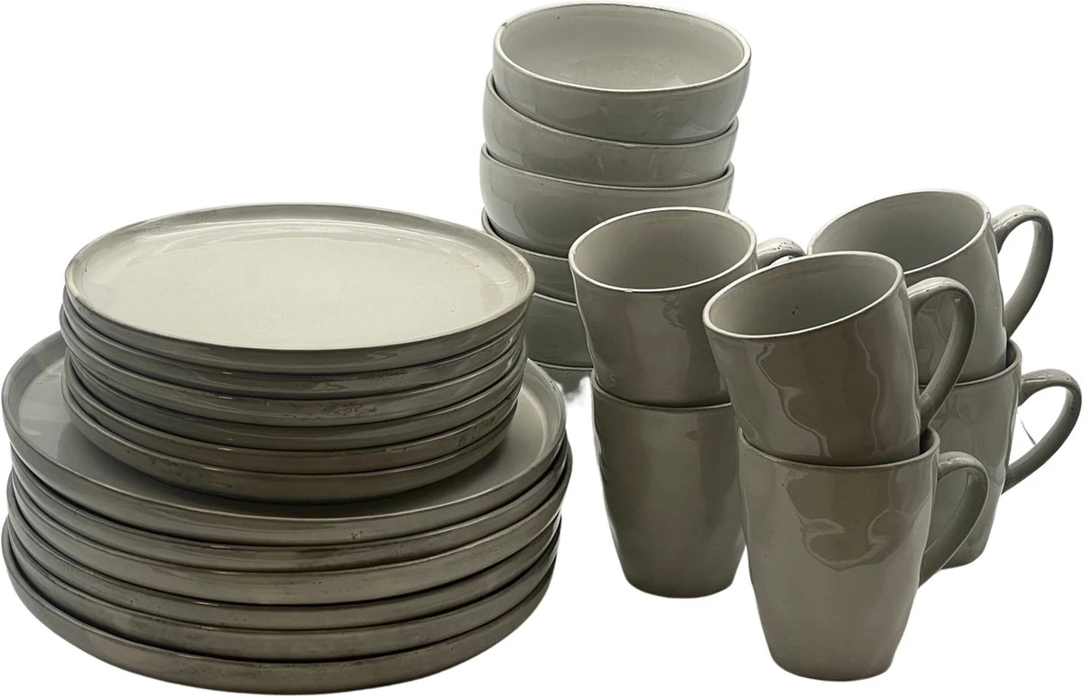 Serviesset 6 Persoons - 24 Delig - Kade 171 - Stone Grey - 6 Personen - Allen Uniek 3 Serviesset 6 Persoons - 24 Delig - Kade 171 - Stone Grey - 6 Personen - Allen Uniek