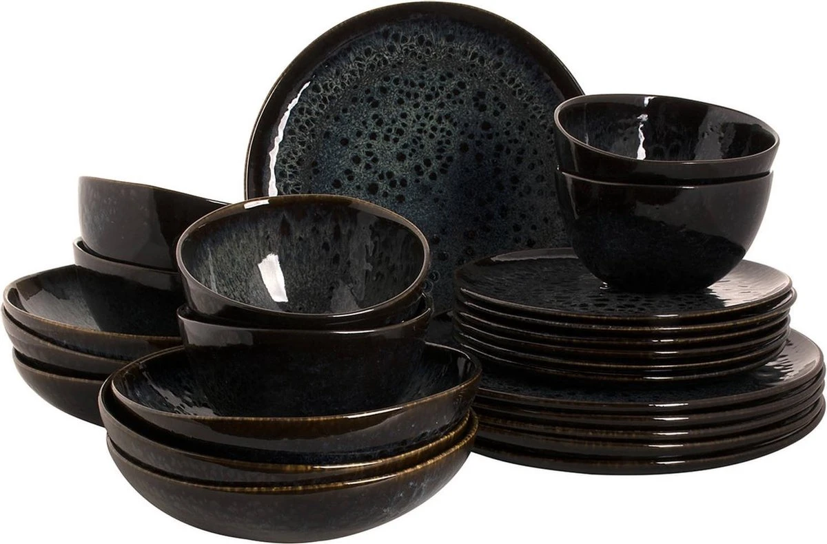 Palmer Serviesset Eccentric Stoneware 6-persoons 24-delig Blauw 3 Palmer Serviesset Eccentric Stoneware 6-persoons 24-delig Blauw