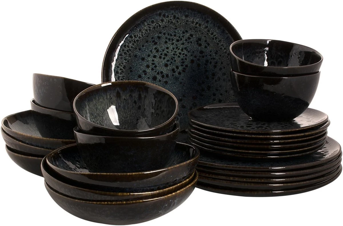 Palmer Serviesset Eccentric Stoneware 6-persoons 24-delig Blauw 16 Palmer Serviesset Eccentric Stoneware 6-persoons 24-delig Blauw - Afbeelding 14
