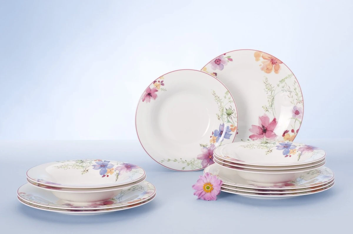 Villeroy & Boch Mariefleur Basic Dinerset 12-delig - Porselein 4 Villeroy & Boch Mariefleur Basic Dinerset 12-delig - Porselein - Afbeelding 2