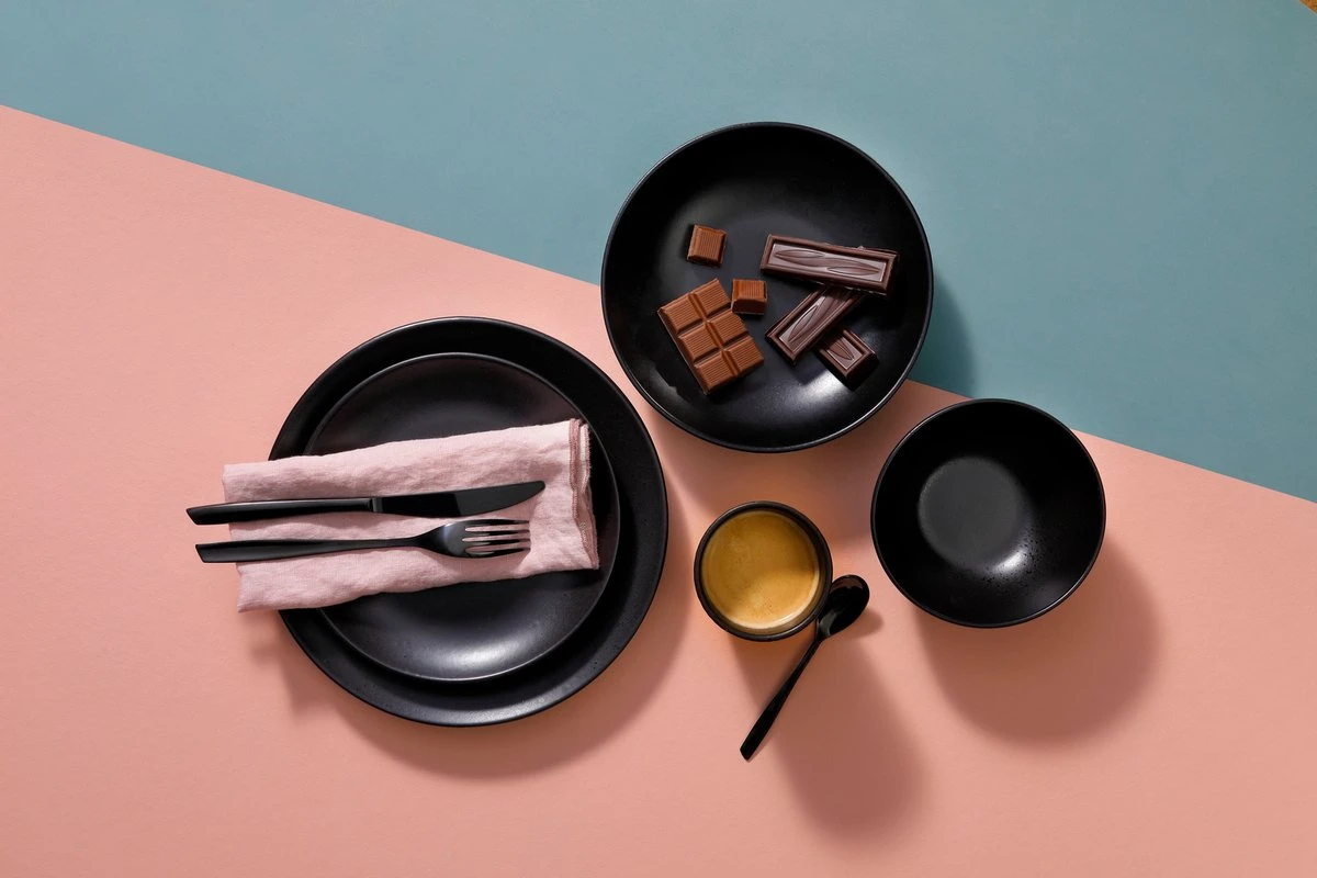 Mammoet Serviesset Moon Stoneware 6-persoons 24-delig Zwart 8 Mammoet Serviesset Moon Stoneware 6-persoons 24-delig Zwart - Afbeelding 6